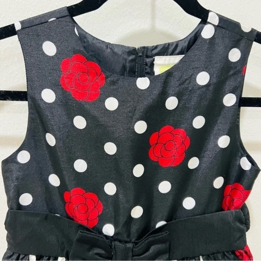 Crazy 8 Floral Black & White Polka Dot Sleeveless Dress in Girl's Size 8